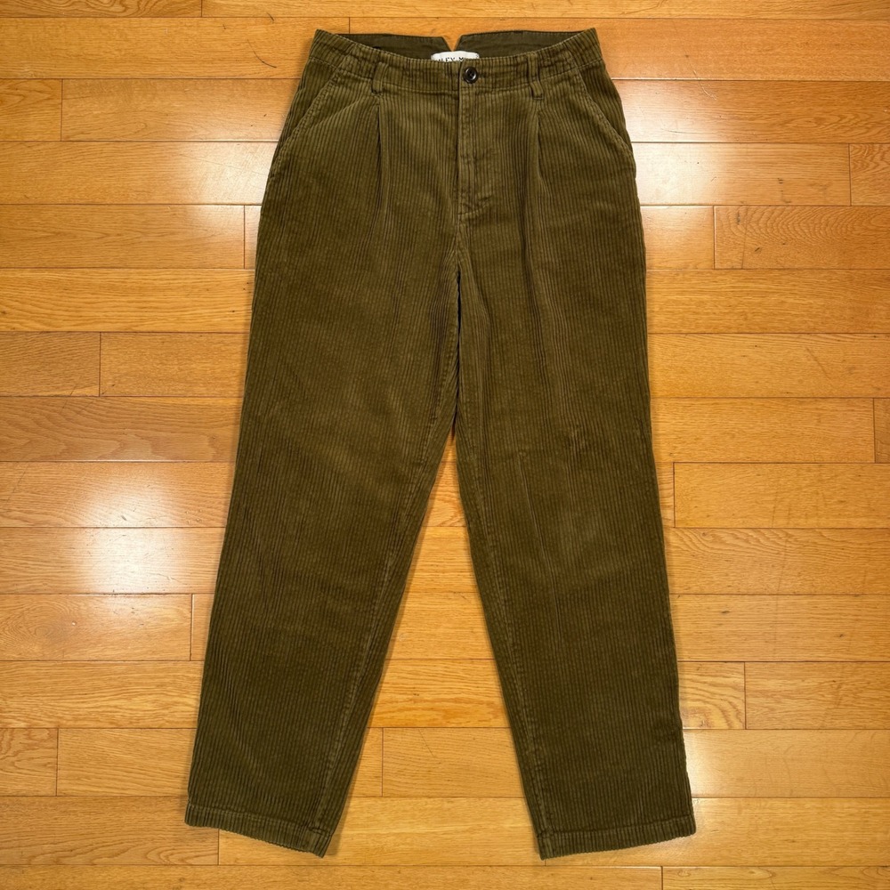 Alex Mill Womens Size 4 Pleated Corduroy Pants Olive Green High Rise